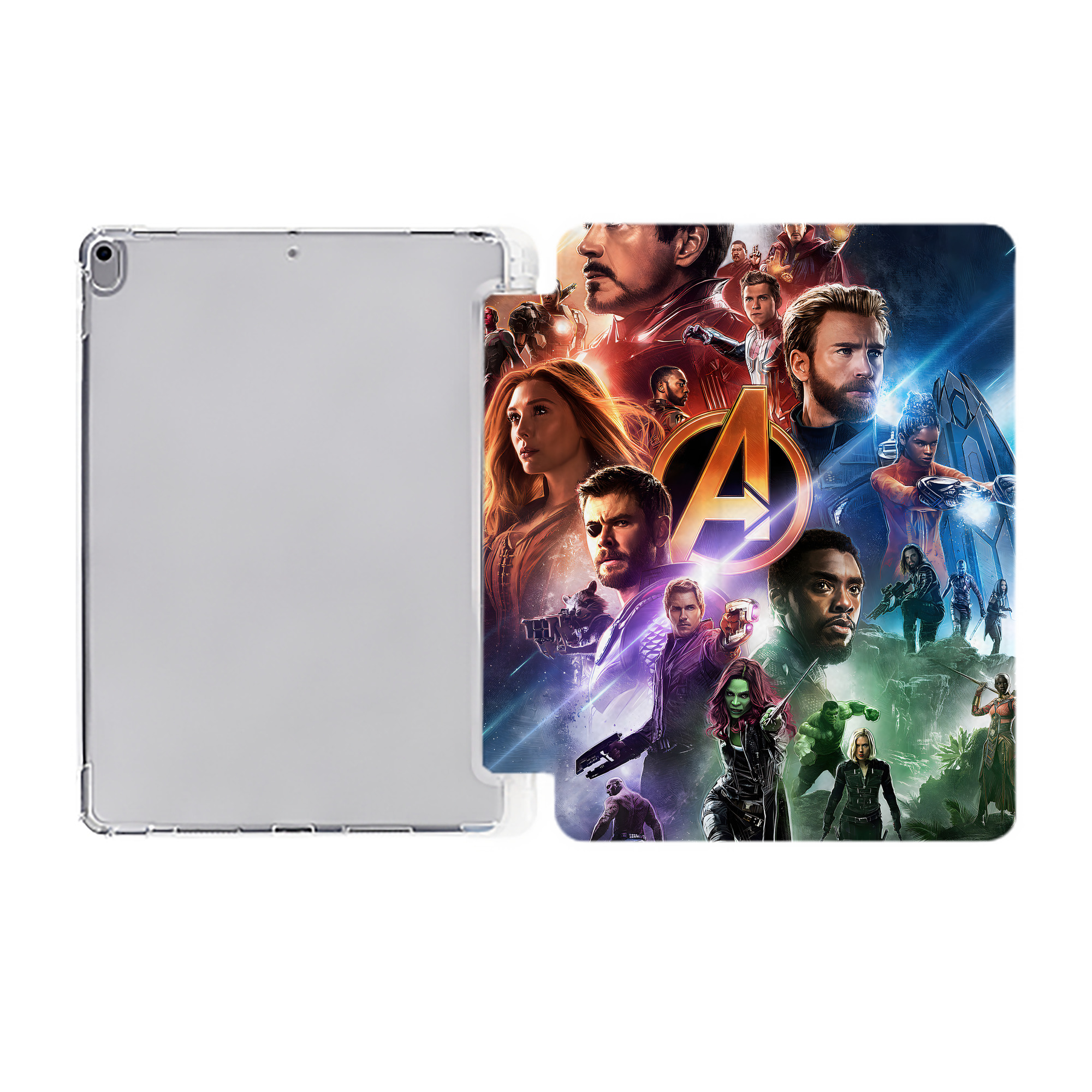 （画像用） アベンジャーズ The Avengers IPad ケース ペン収納付き 三つ折りスタンド PUレザー×シリコン 対応機種9.5/10.5/10.9インチ